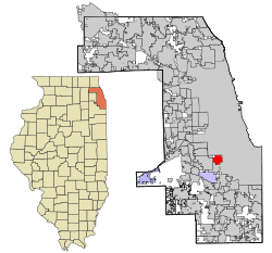 Cook County Illinois incorporated and unincorporated areas Evergreen Park highlighted